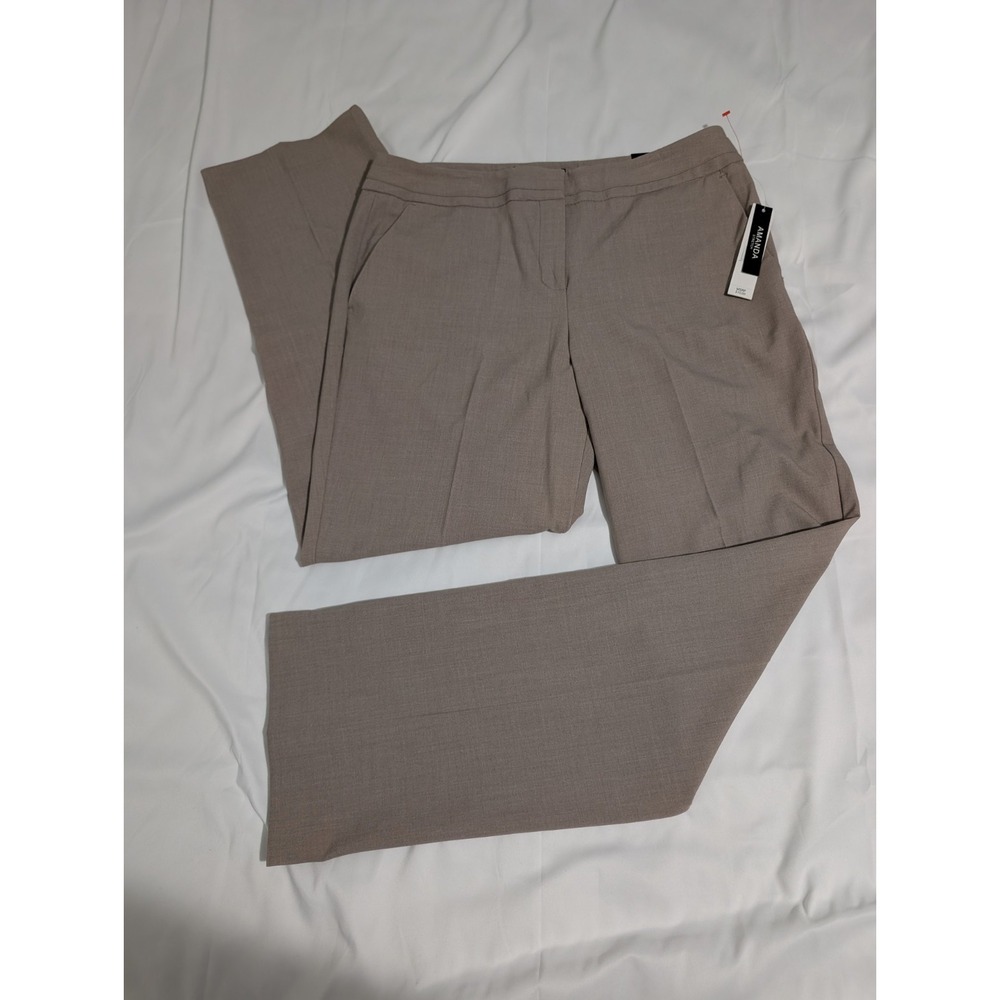 Sharagano Womens Pants 12 Sand Stretch Tailored Straight Leg Career Trousers NWT